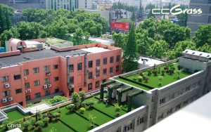 Пейзаж с искусственной травой на крыше